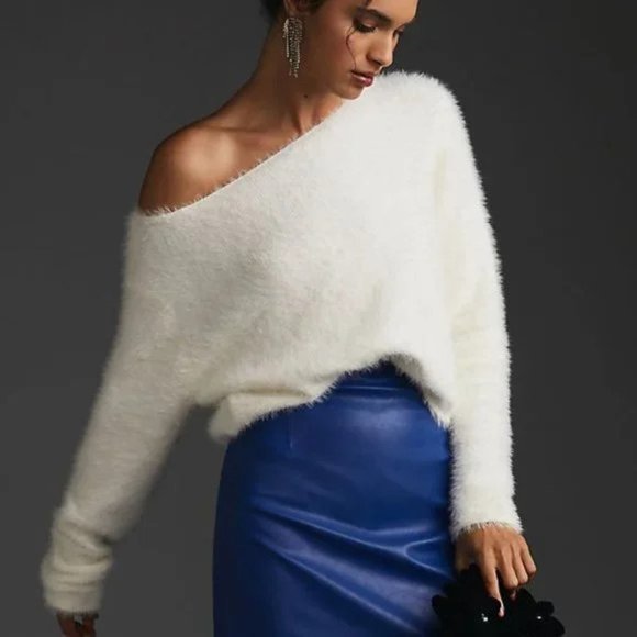 Anthropologie Pilcro Cropped Eyelash Sweater in Ivory Size 1X NWT - Picture 6 of 10